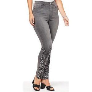 DG2 by Diane Gilman Classic Stretch Placed Print Skinny Jean 799-990 Gray 20WP